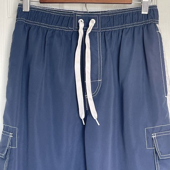 Asbury Threadz Mens Trunk Medium Elastic Waist Swim Navy Mako Core Performance - Picture 10 of 16